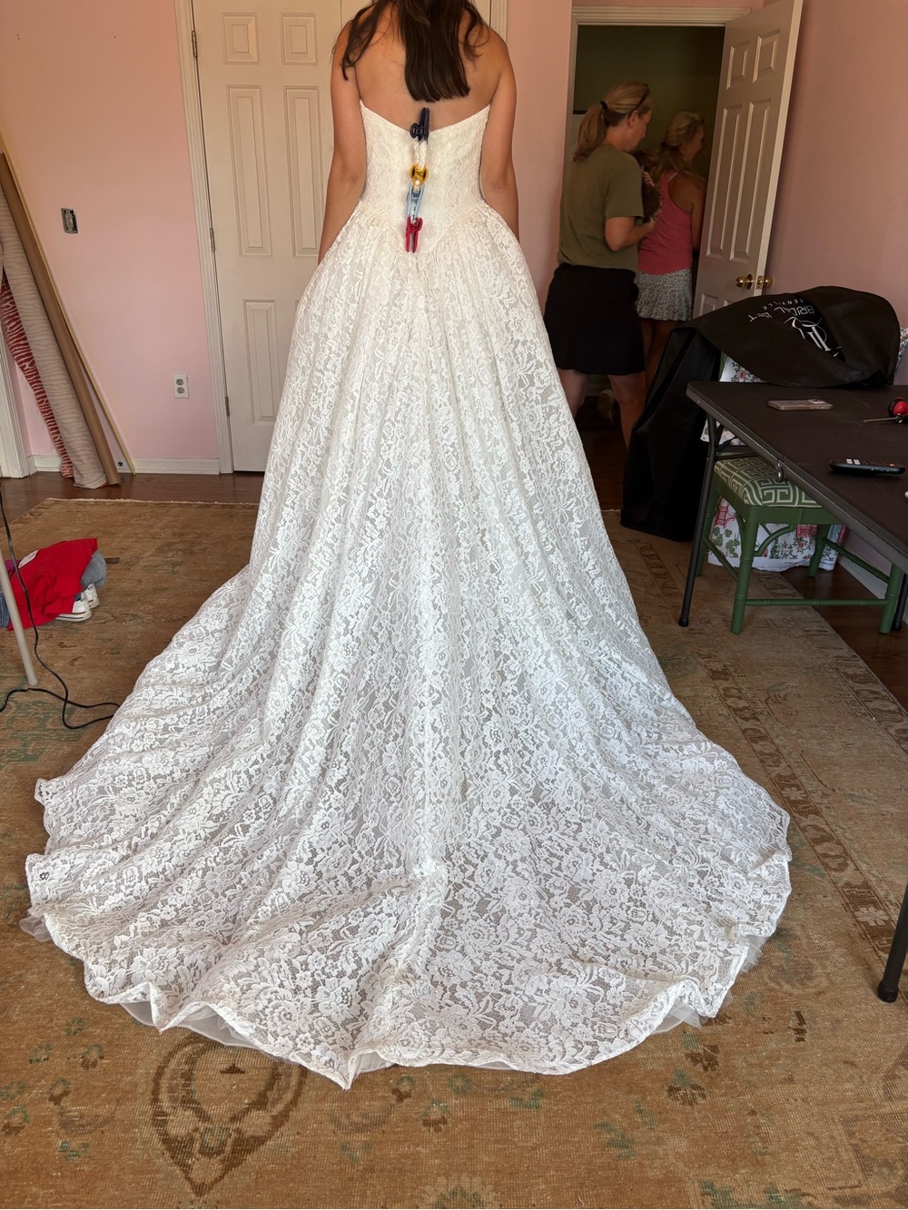 Anthropologie White Lace Strapless A-Line Bridal Gown